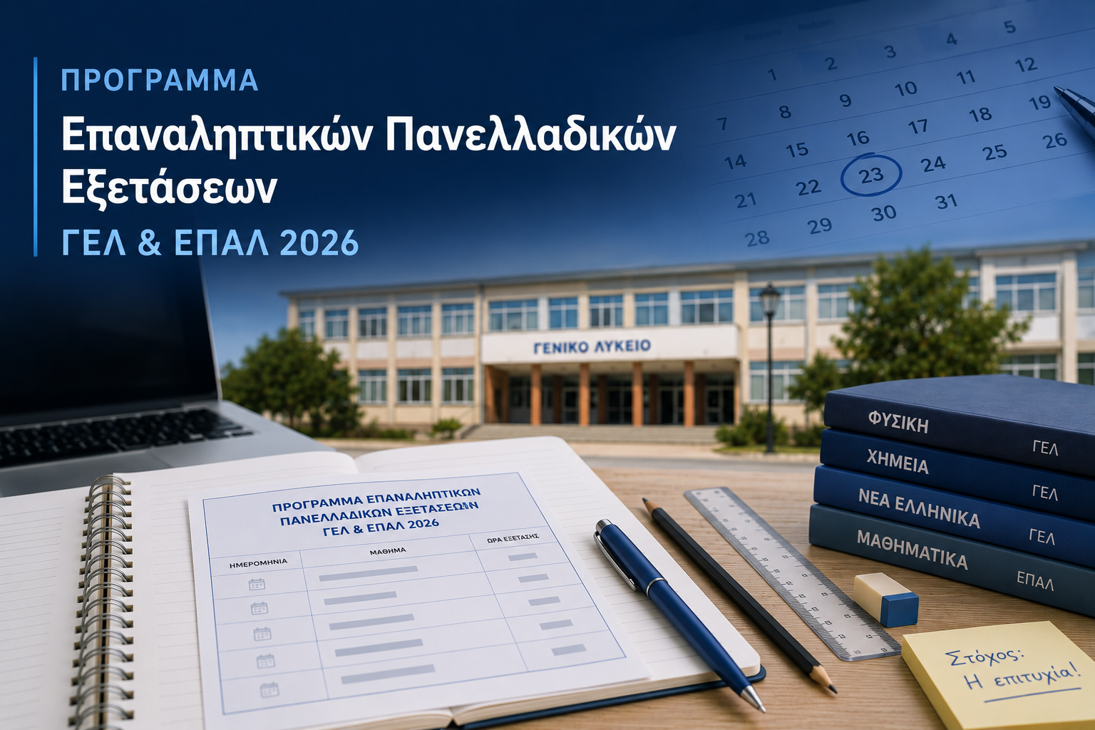 Πρόγραμμα Επαναληπτικών Πανελλαδικών Εξετάσεων ΓΕΛ & ΕΠΑΛ 2026
