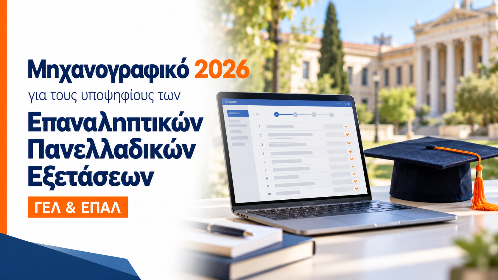 Yποβολή Μηχανογραφικού Δελτίου για τους υποψηφίους των Επαναληπτικών Πανελλαδικών Εξετάσεων ΓΕΛ/ΕΠΑΛ έτους 2026